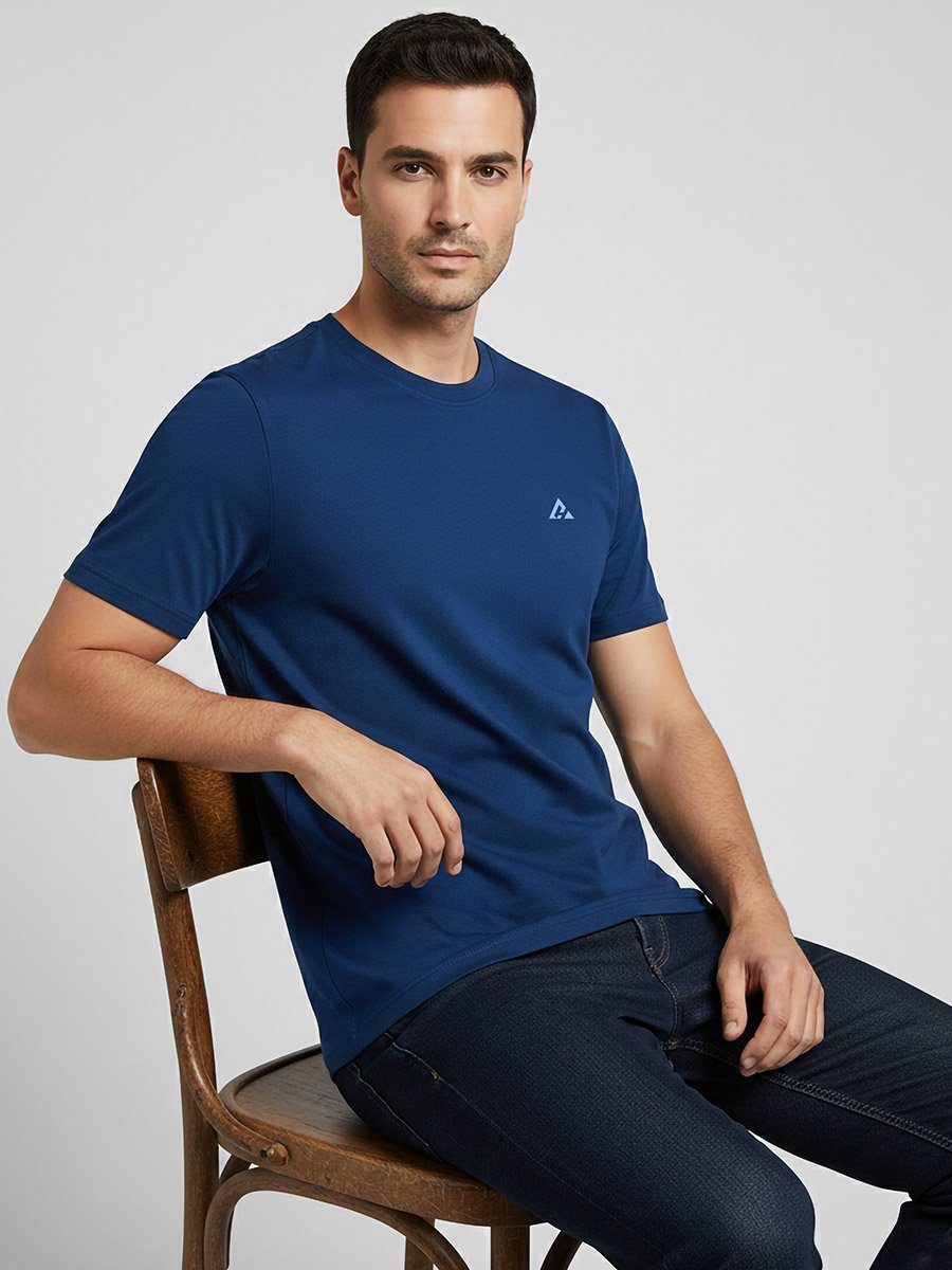 Men Blue Soft Cotton Round Neck T-Shirt