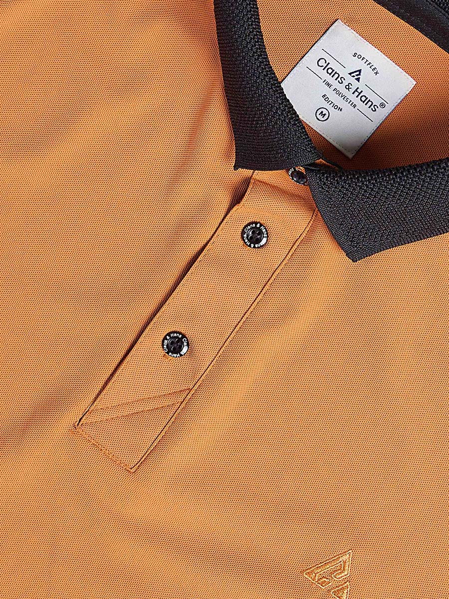 Men Orange Jacquard Collar Knitted Polo