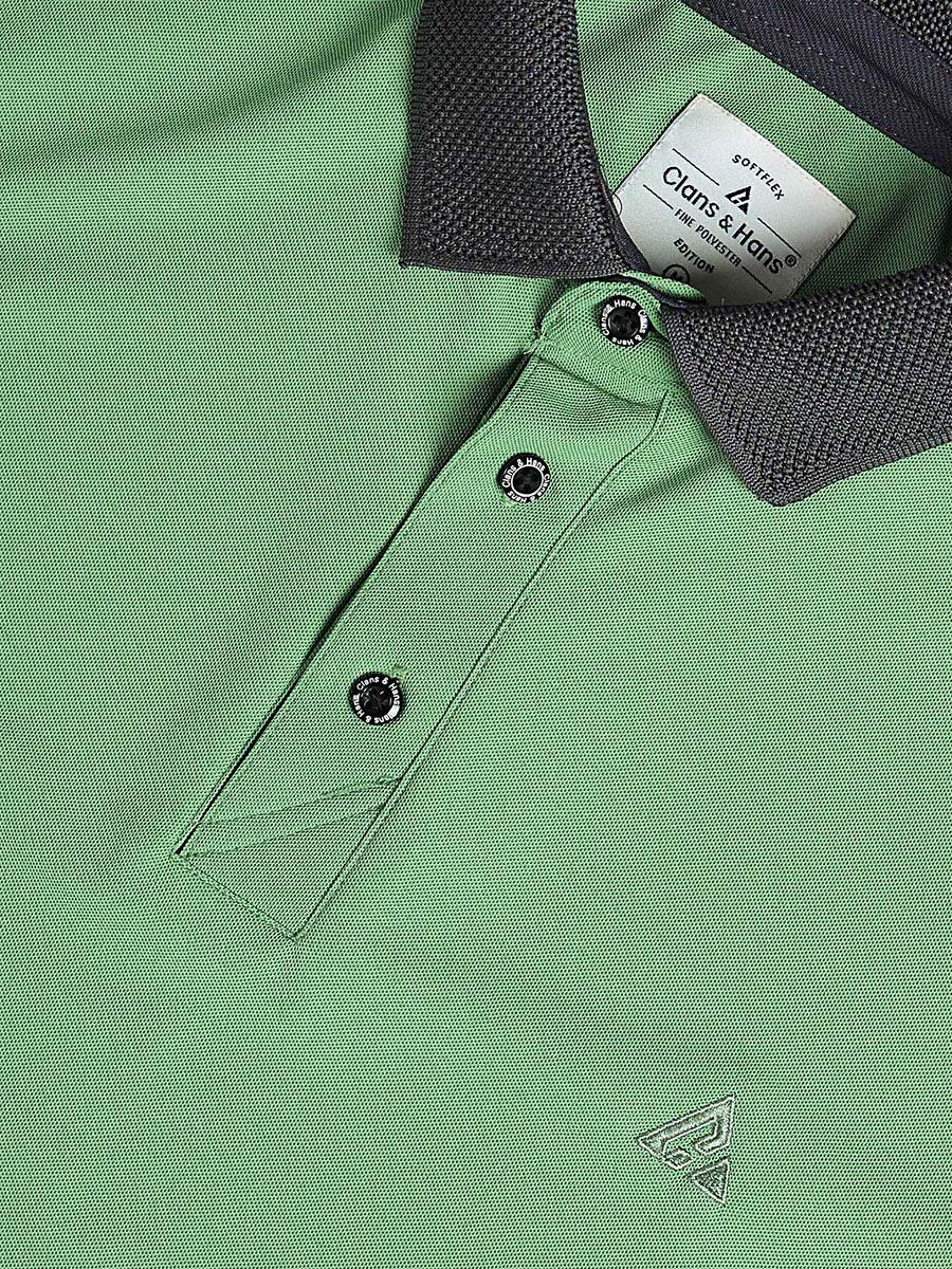 Men Green Jacquard Collar Knitted Polo