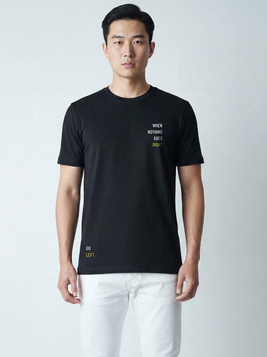 Men Black Crew Neck Graphic Print T-Shirt