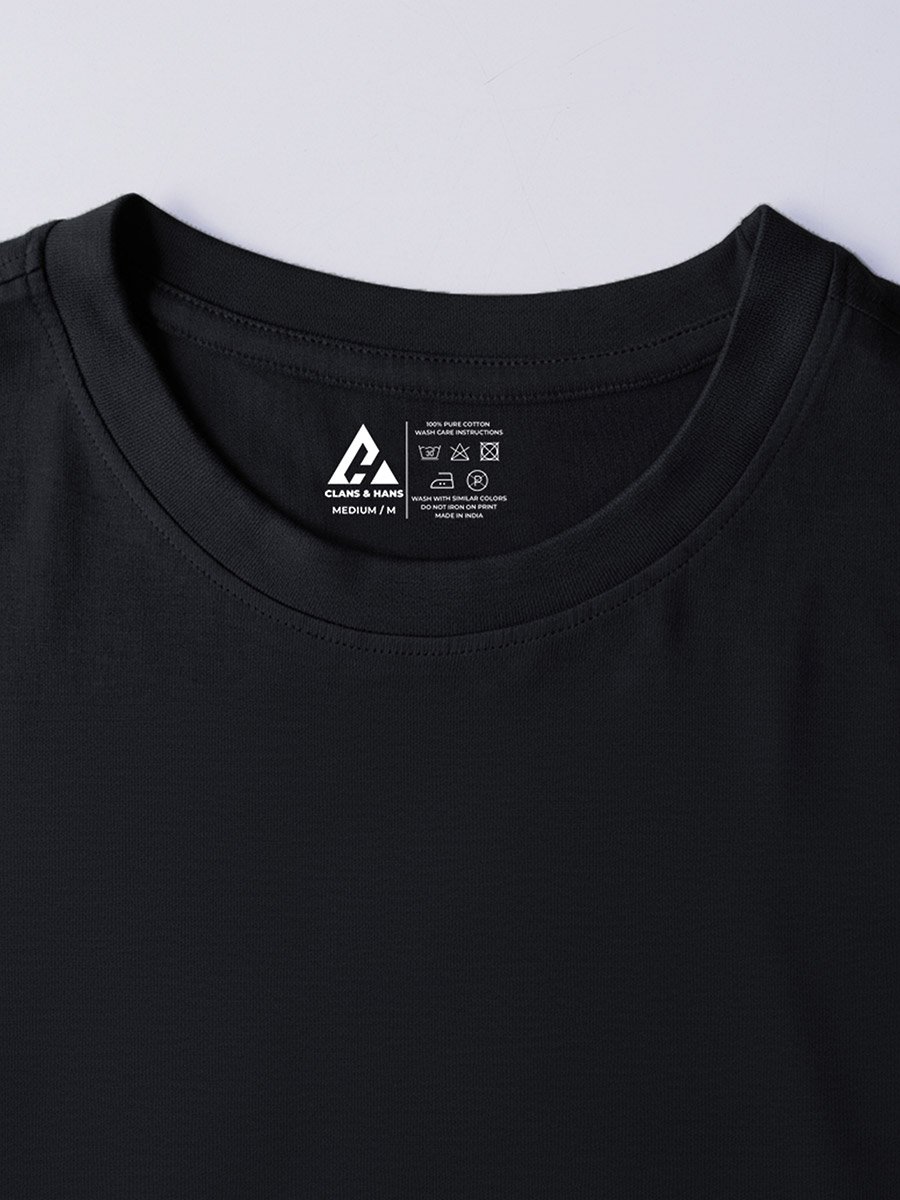 Men Black Crew Neck Graphic Print T-Shirt