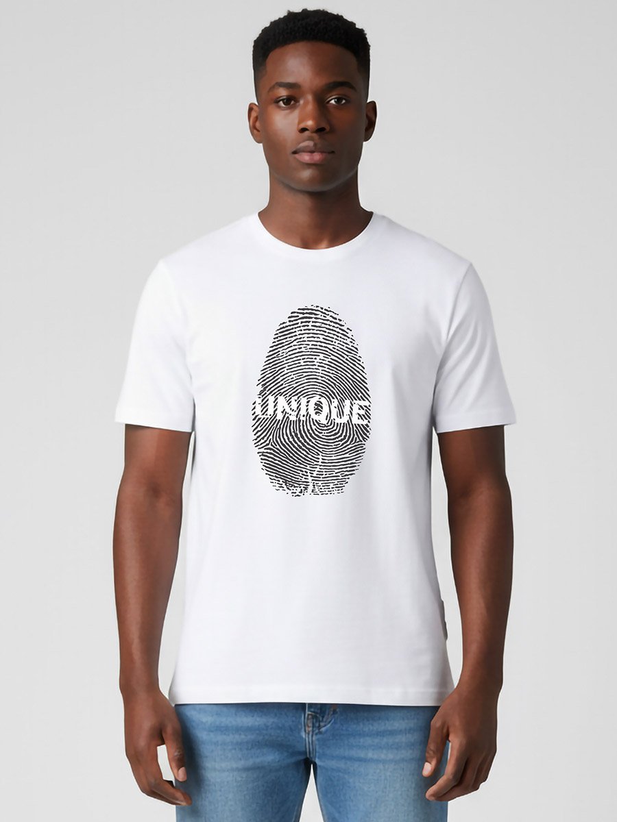 Men White Crew Neck Graphic Print T-Shirt