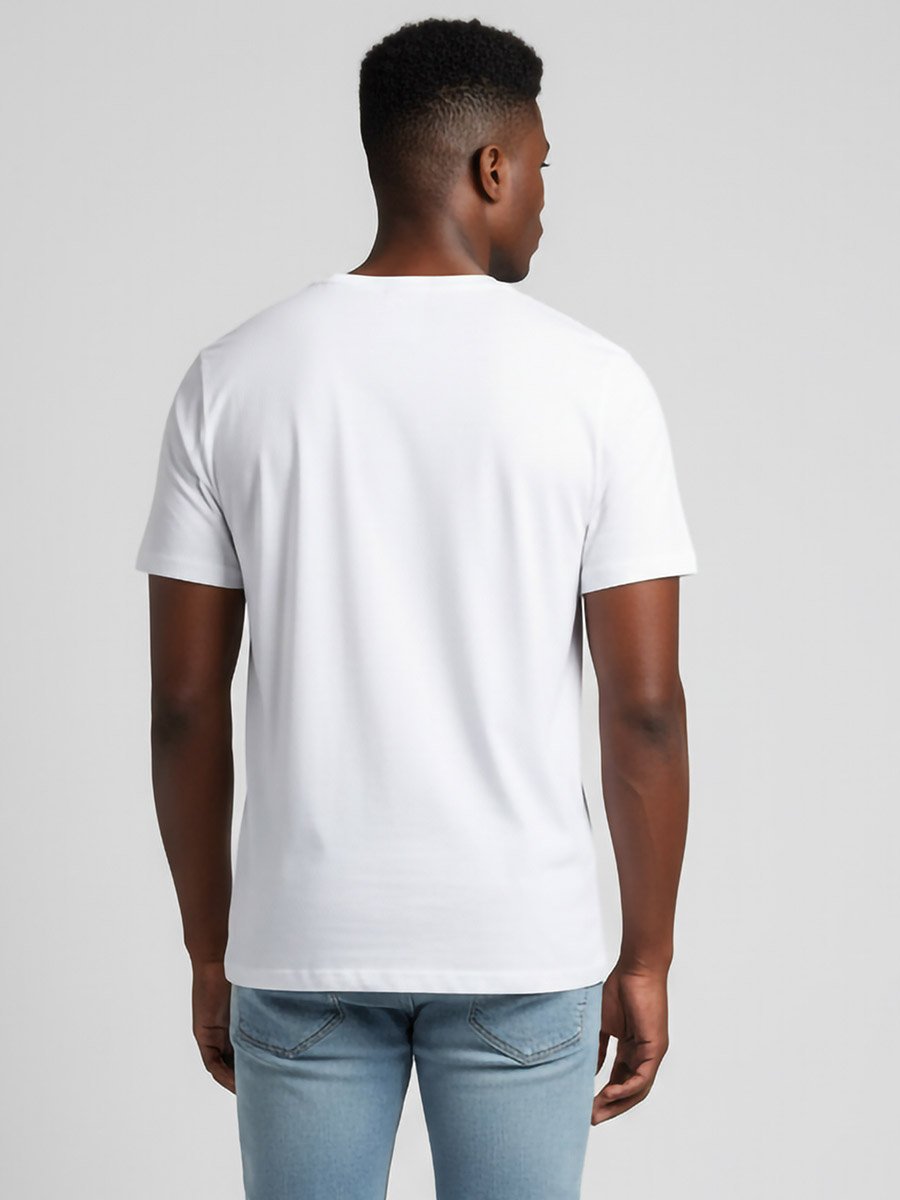 Men White Crew Neck Graphic Print T-Shirt