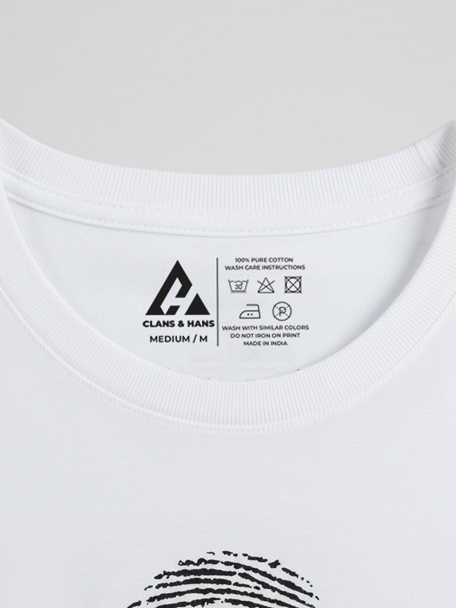 Men White Crew Neck Graphic Print T-Shirt