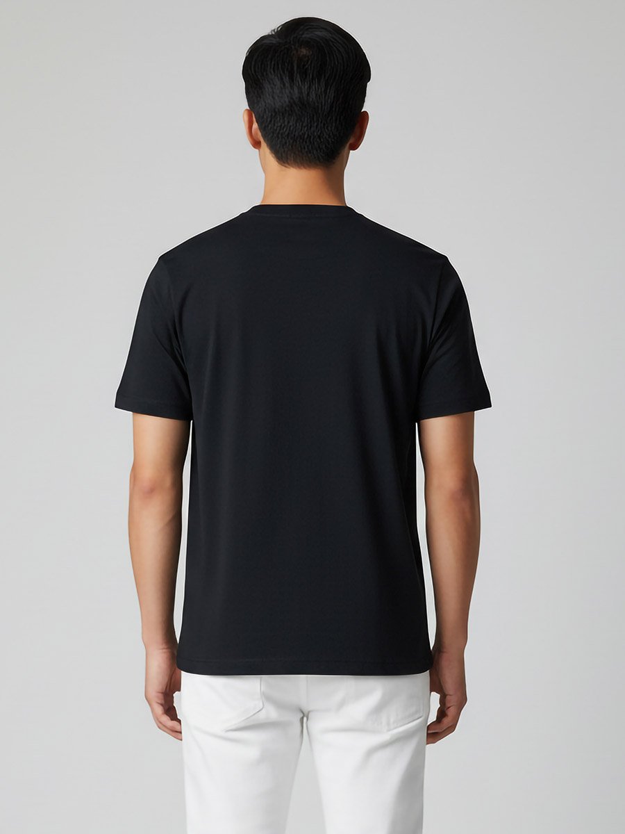 Men Black Crew Neck Graphic Print T-Shirt