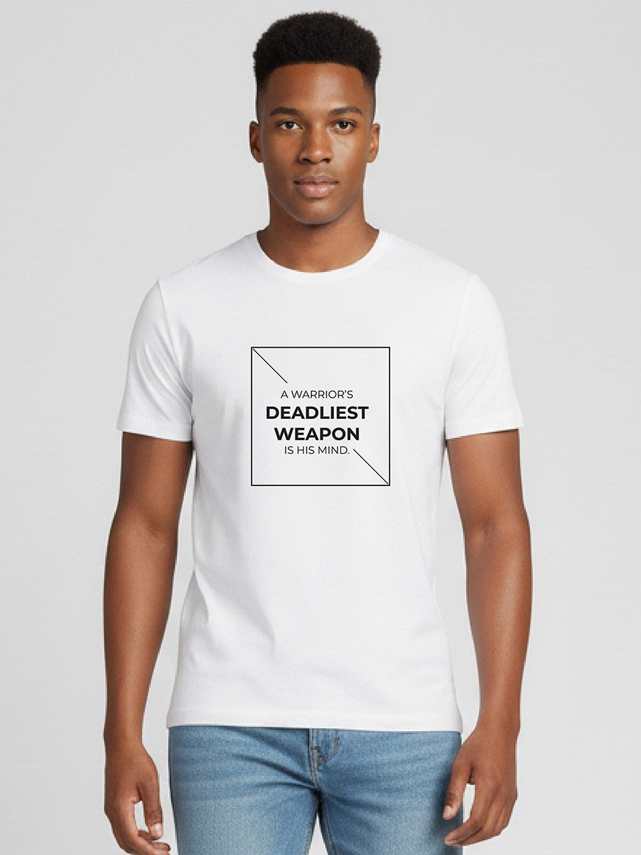 Men White Crew Neck Graphic Print T-Shirt