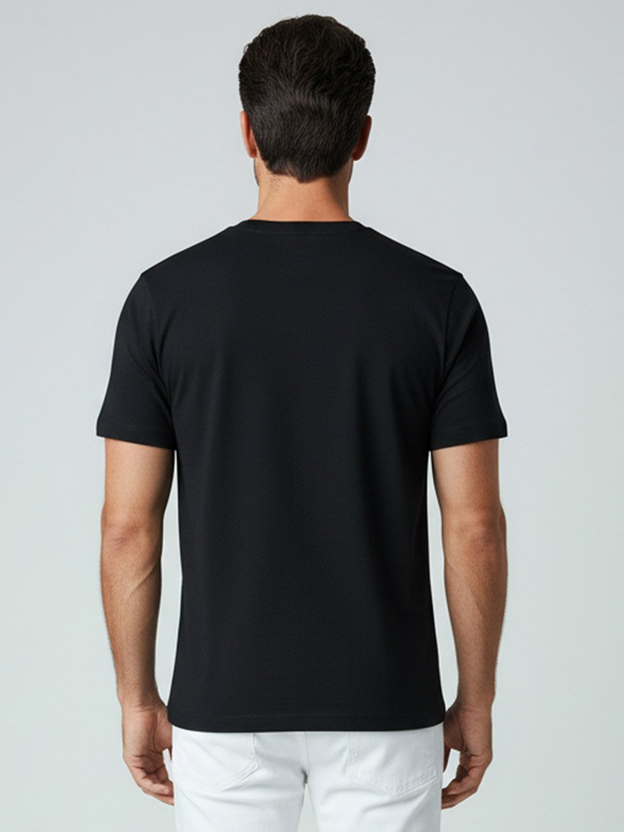 Men Black Crew Neck Graphic Print T-Shirt