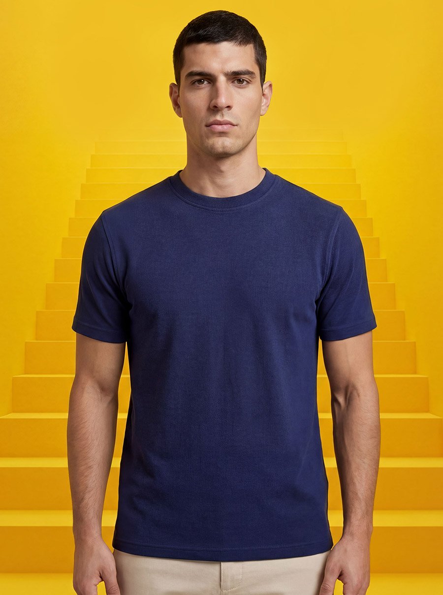 Men Cotton Pique Round Neck T-Shirt