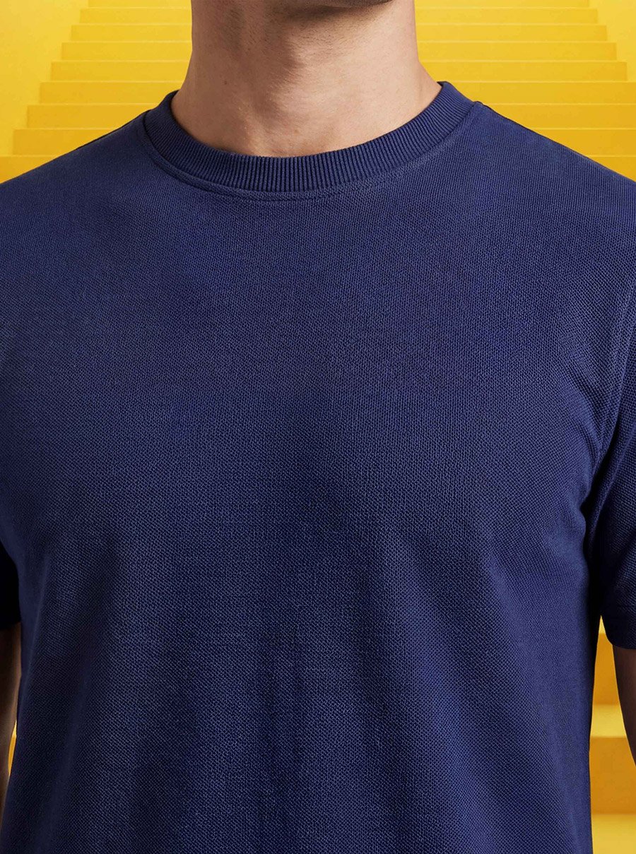 Men Cotton Pique Round Neck T-Shirt
