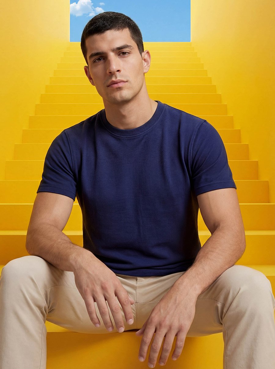 Men Cotton Pique Round Neck T-Shirt