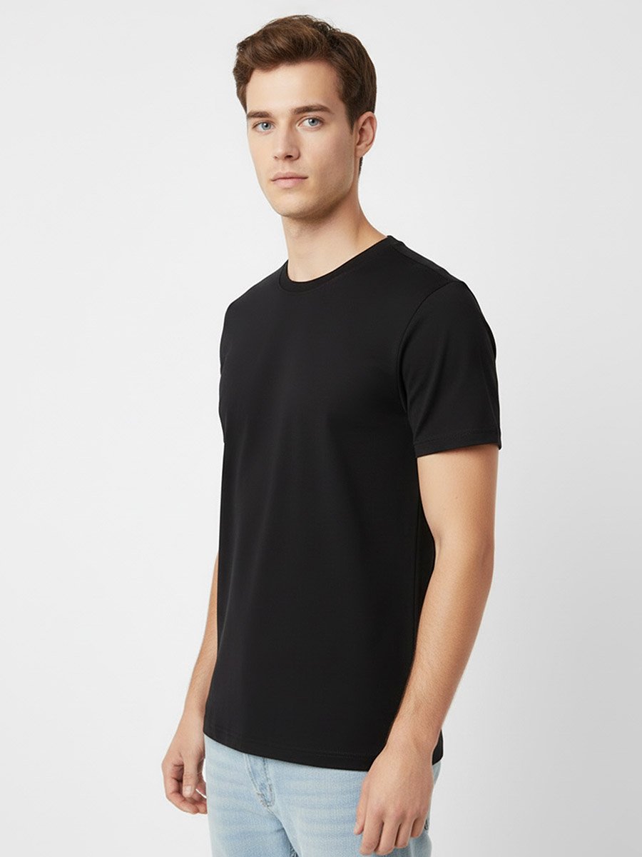 Men Round Neck Acid Wash Cotton T-Shirt