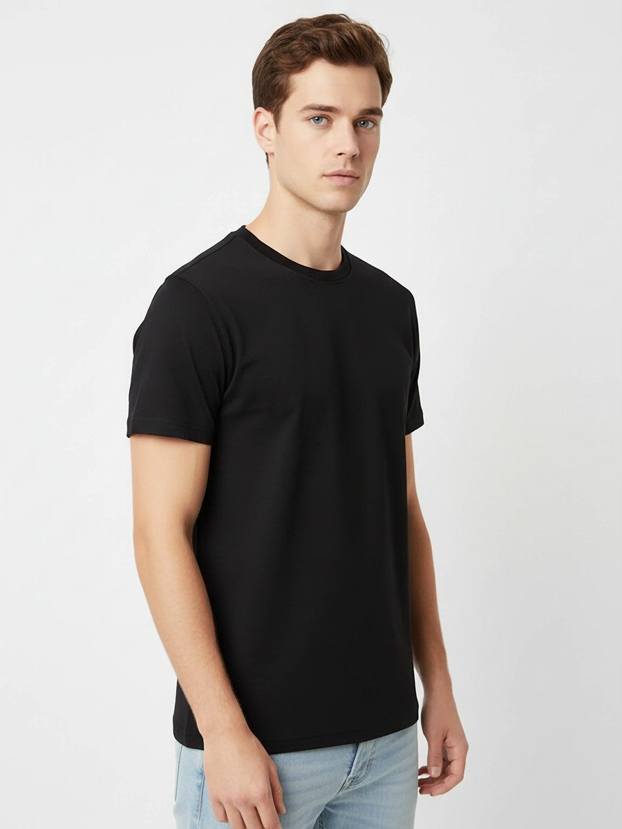 Men Round Neck Acid Wash Cotton T-Shirt