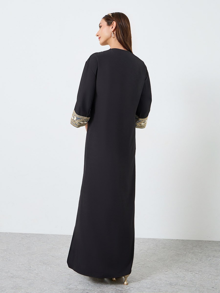 Women Embroidered Patch Maxi Dress