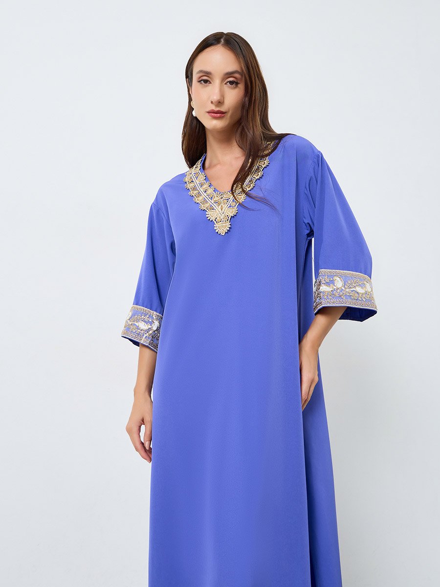 Women Embroidered Patch Maxi Dress