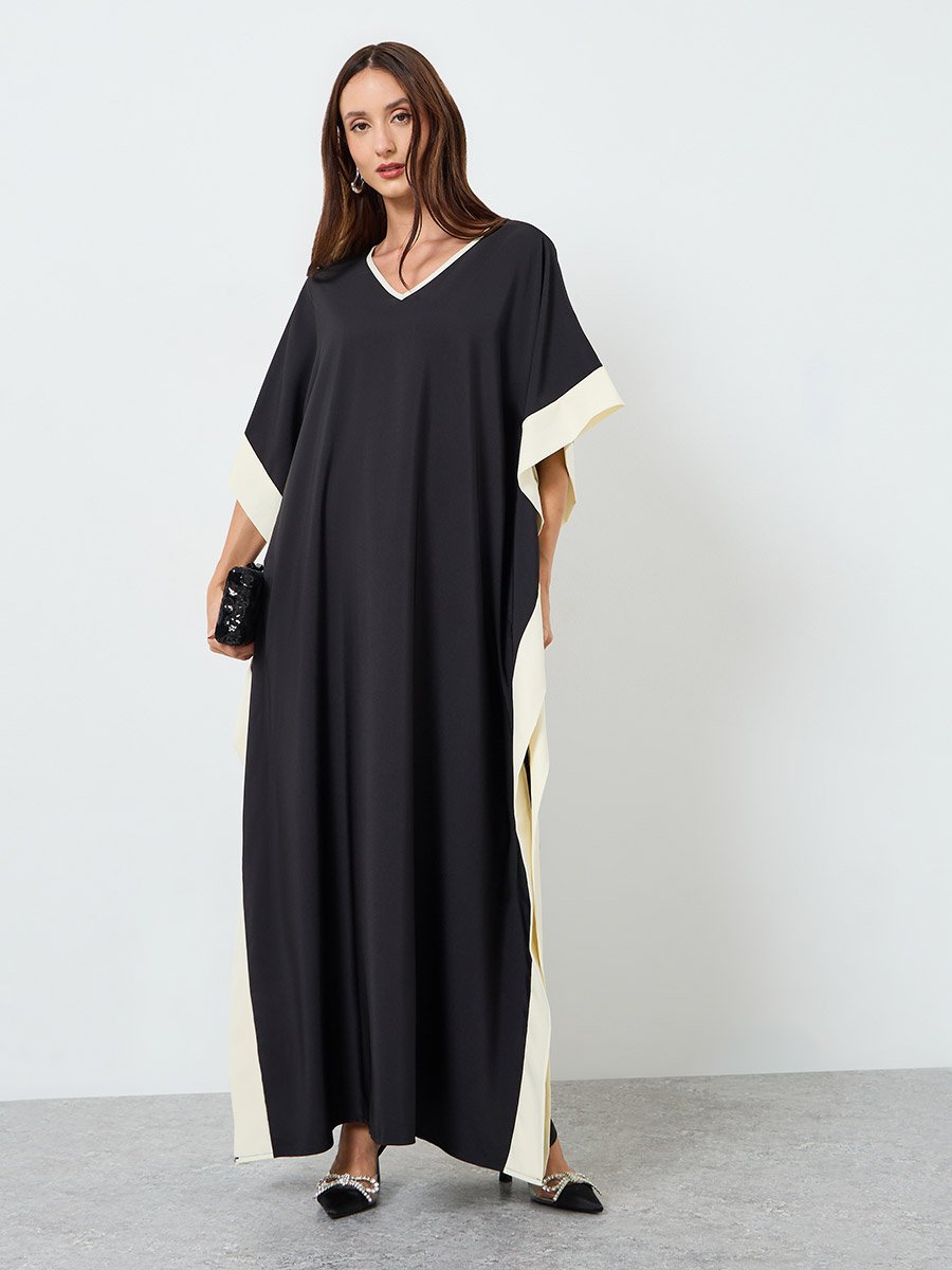 Women Maxi Dress with Contrast Trim