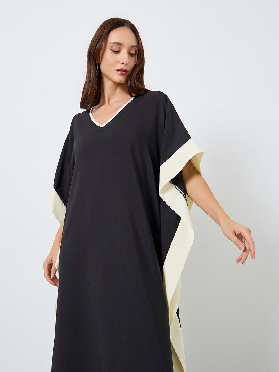 Women Maxi Dress with Contrast Trim