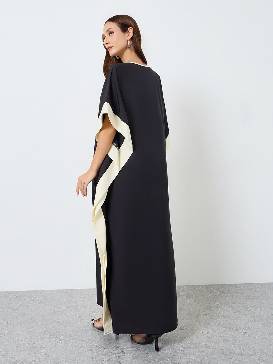 Women Maxi Dress with Contrast Trim