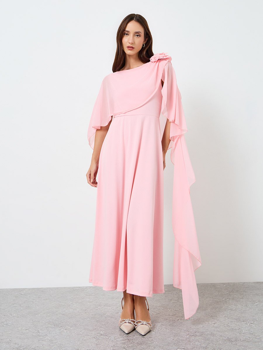 chinese dress ladies Jluxlabel Draped Elegance Cape Maxi Dress