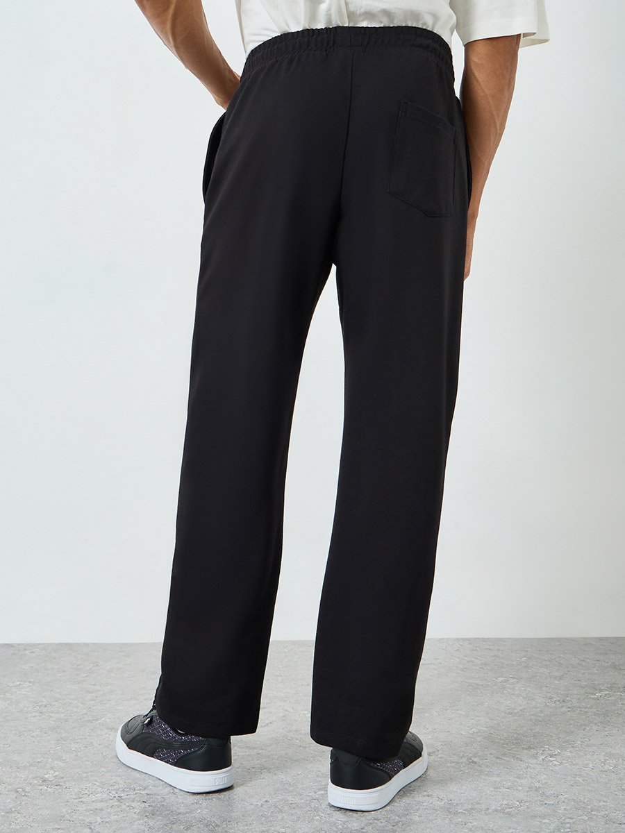Men Black Graphic Print Relaxed Joggers