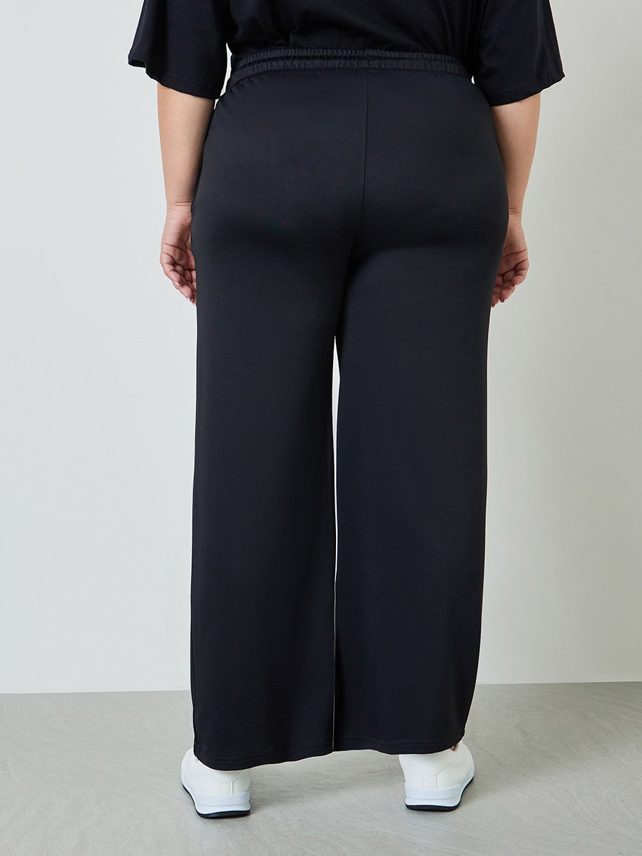 Plus Size Black Wide Leg Joggers