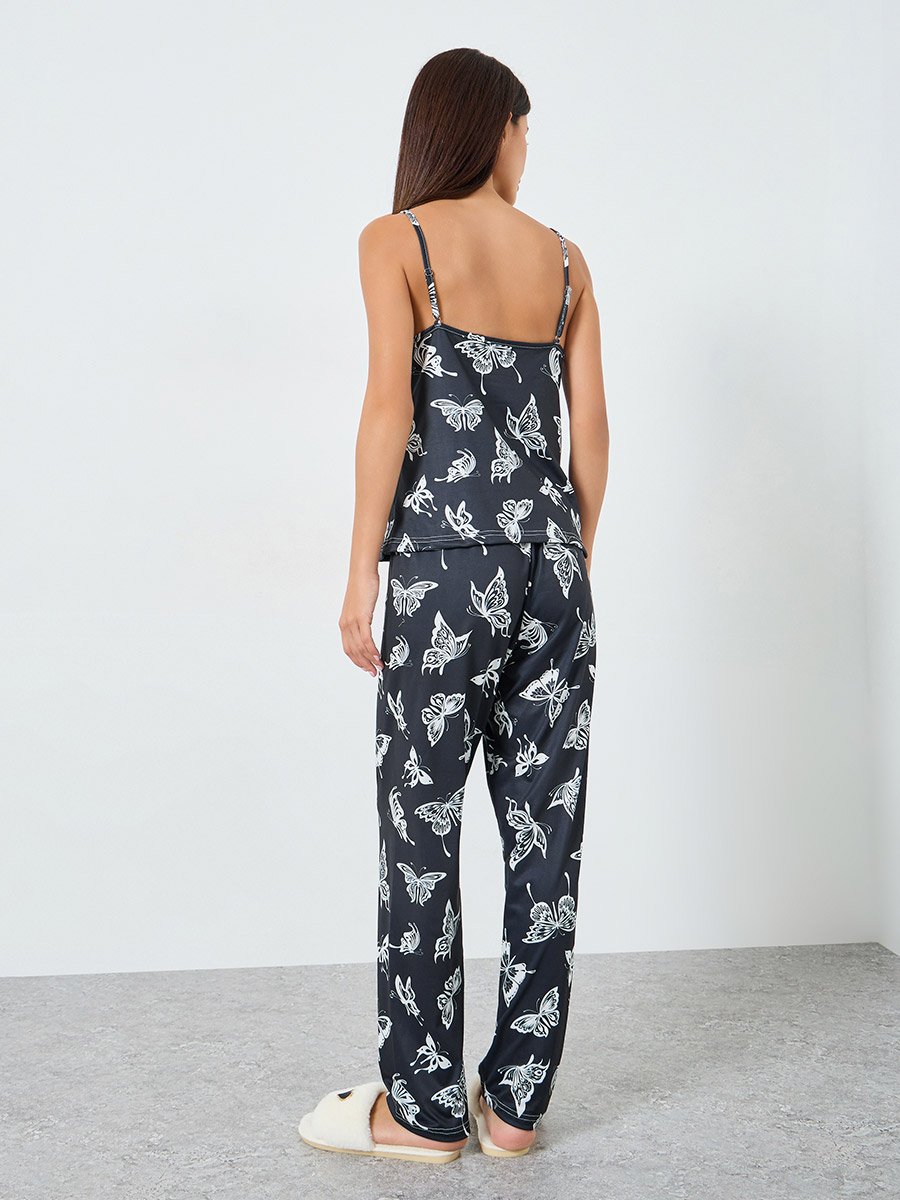 Pack of 3 - Butterfly Print Cami, Robe and Pyjama