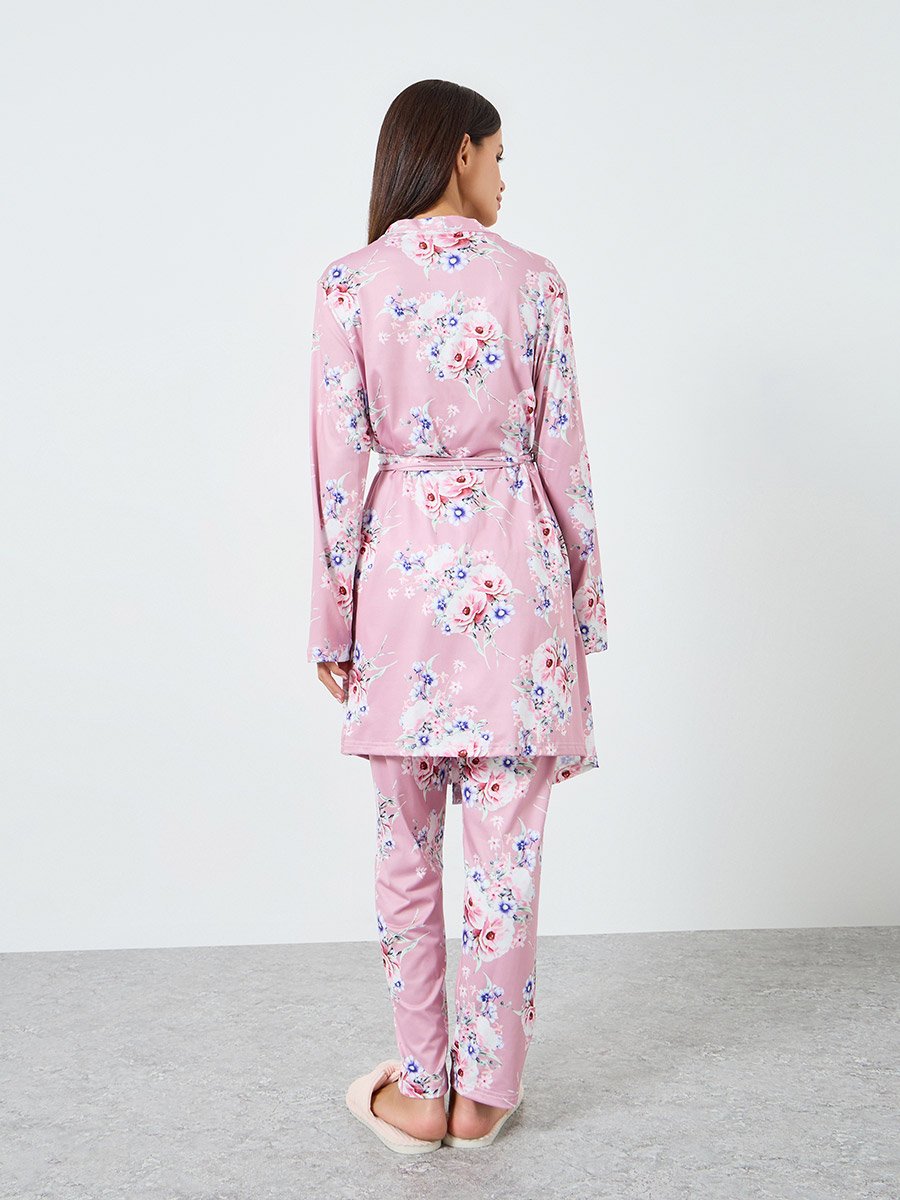 Pack of 3 - Placement Floral Print Cami, Robe and Pyjama