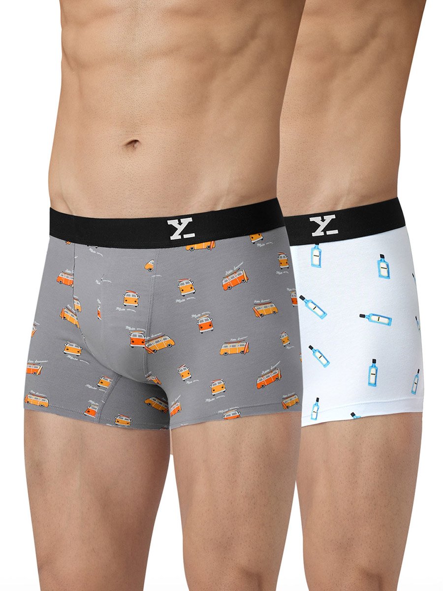 Pack of 2 - Men Surf Cotton Printed Trunks