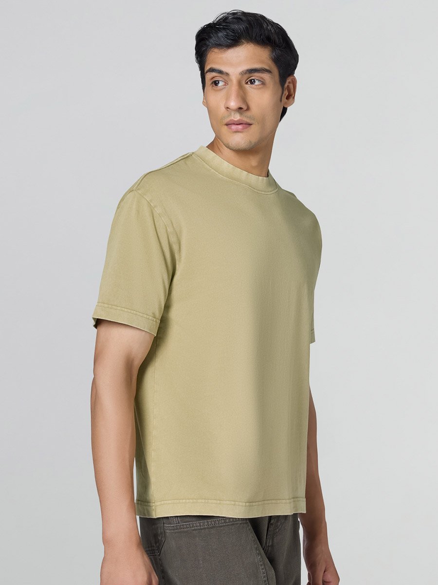 Men Relaxed Fit Acid Wash Cotton T-Shirt
