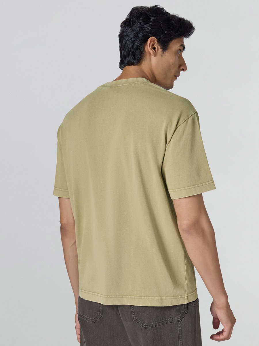 Men Relaxed Fit Acid Wash Cotton T-Shirt