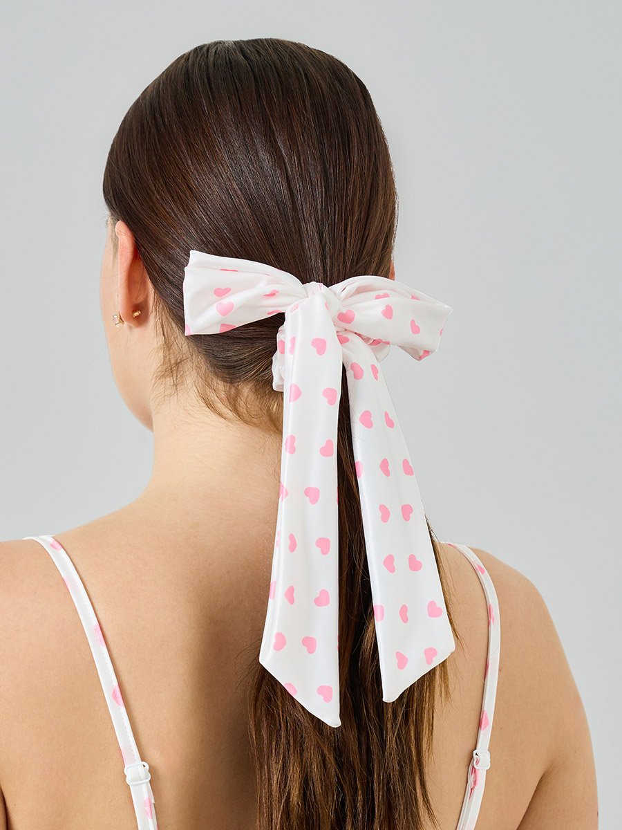 Pack of 3 - Heart Print Non Padded Bra, Boy-shorts, and Scrunchie