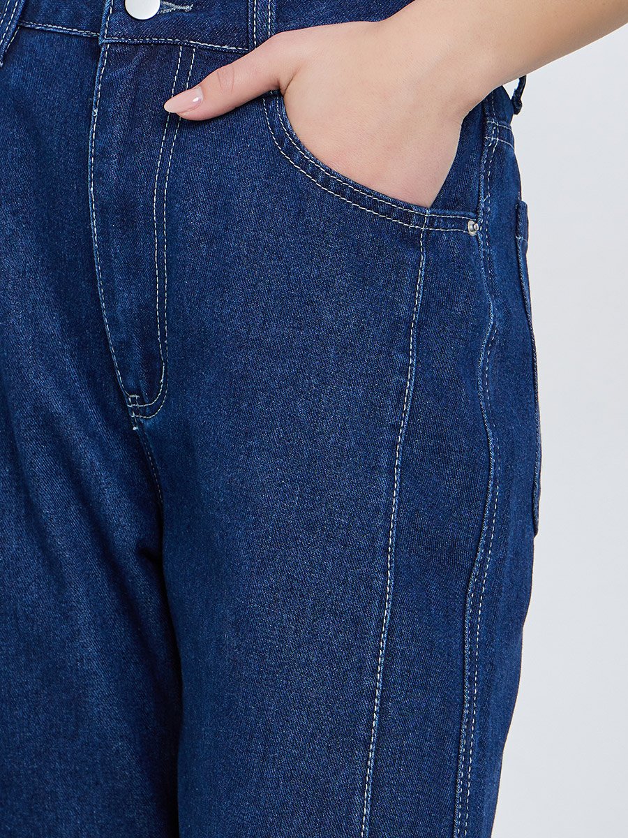Women Barrel Fit Panelled Jeans