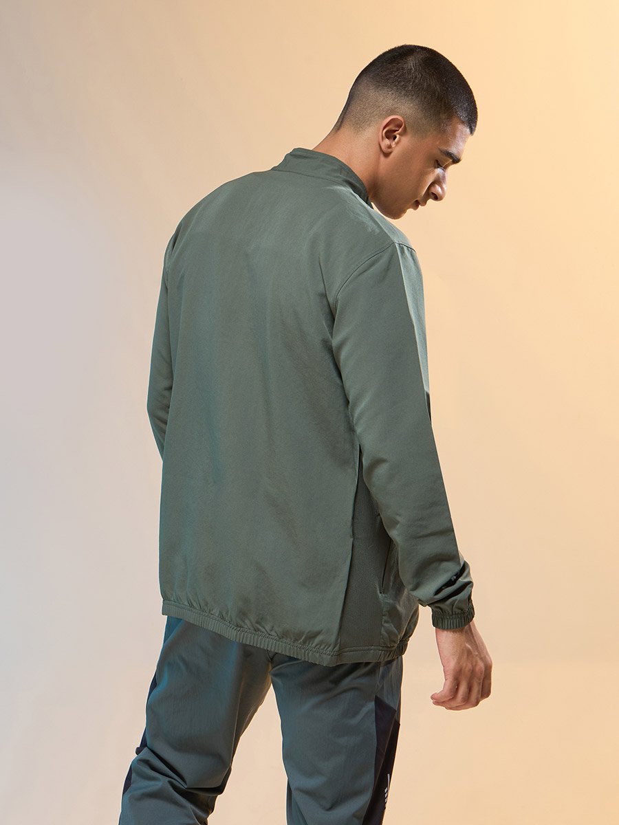 Men Solid Slim Fit Mock Neck Sports Jacket with TECHNOLITE