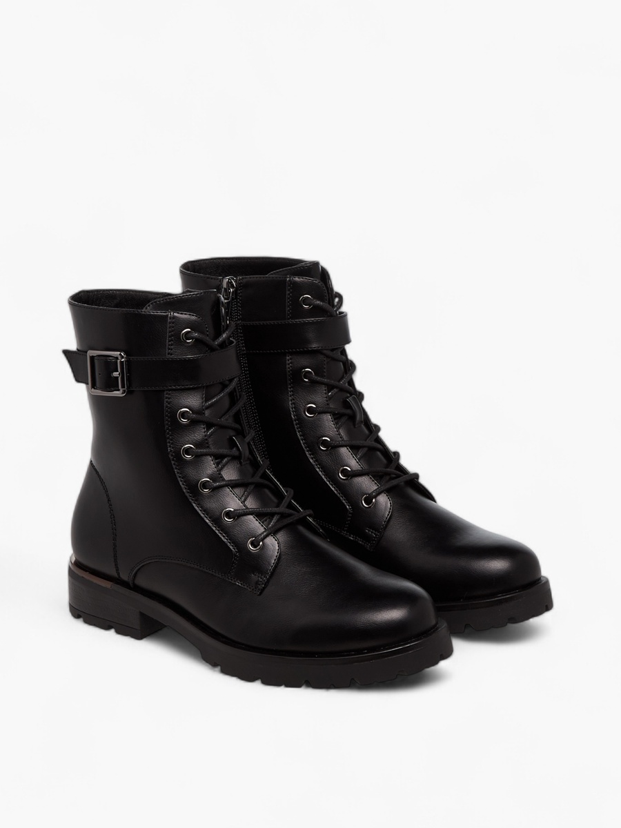 Women Panelled Lace-Up Ankle Boots