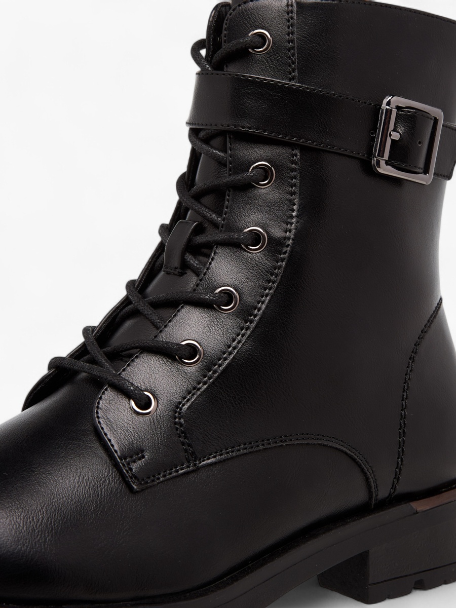 Women Panelled Lace-Up Ankle Boots