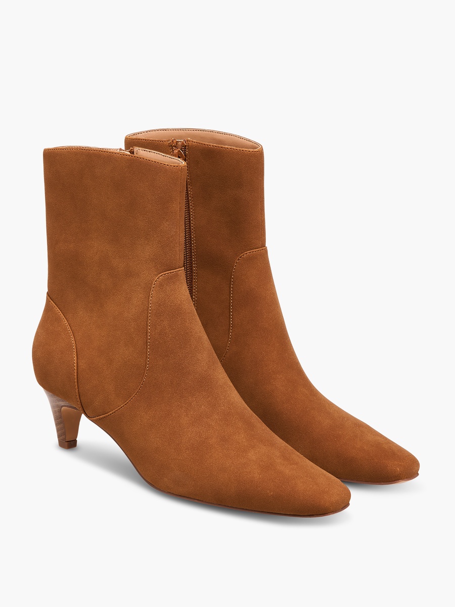 Women Kitten Heel Zip Closure Ankle Boots