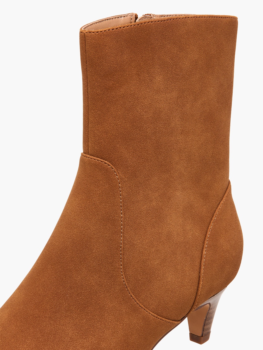Women Kitten Heel Zip Closure Ankle Boots