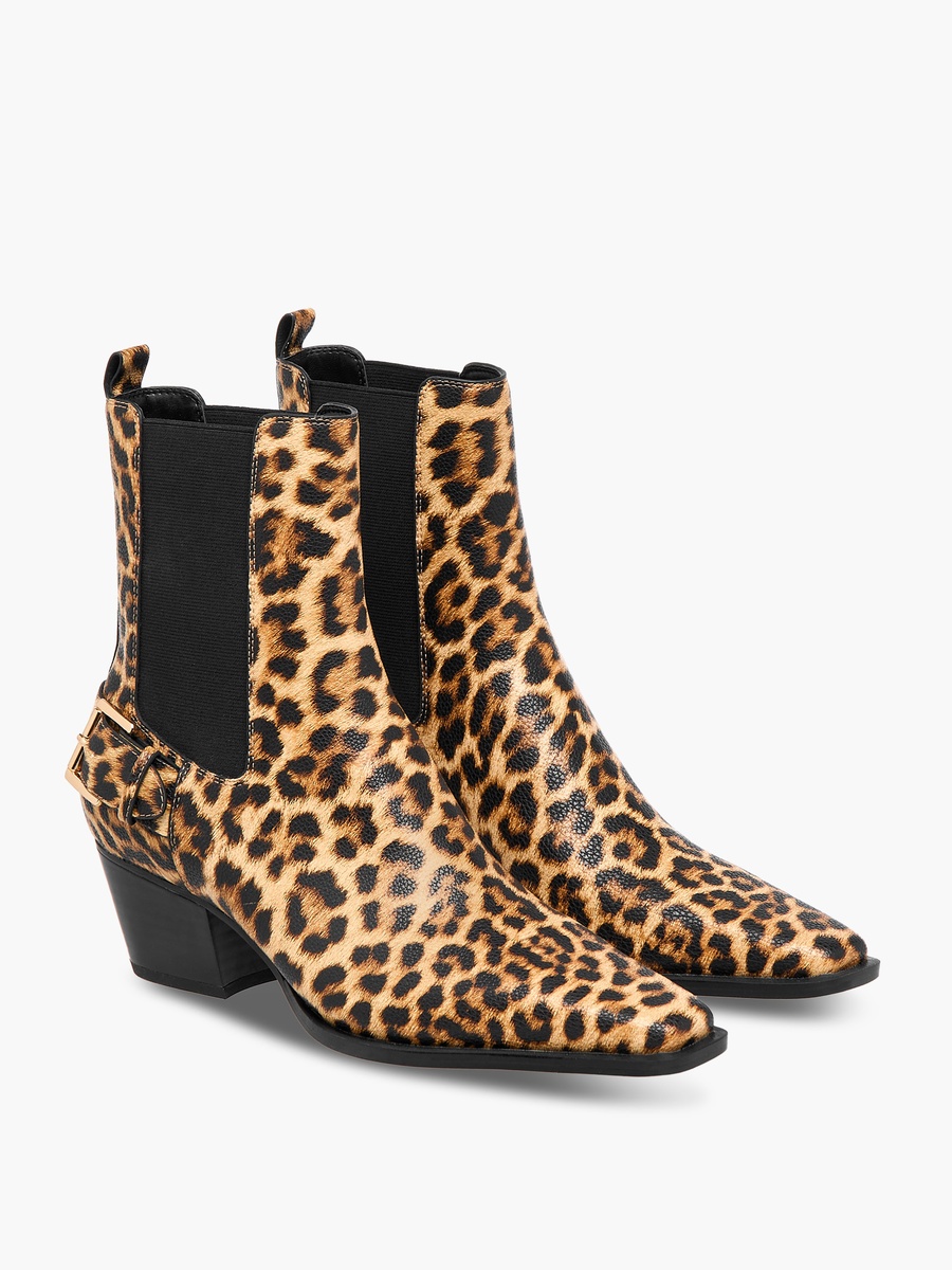 Women Slip-On Ankle Boots with Block Heels