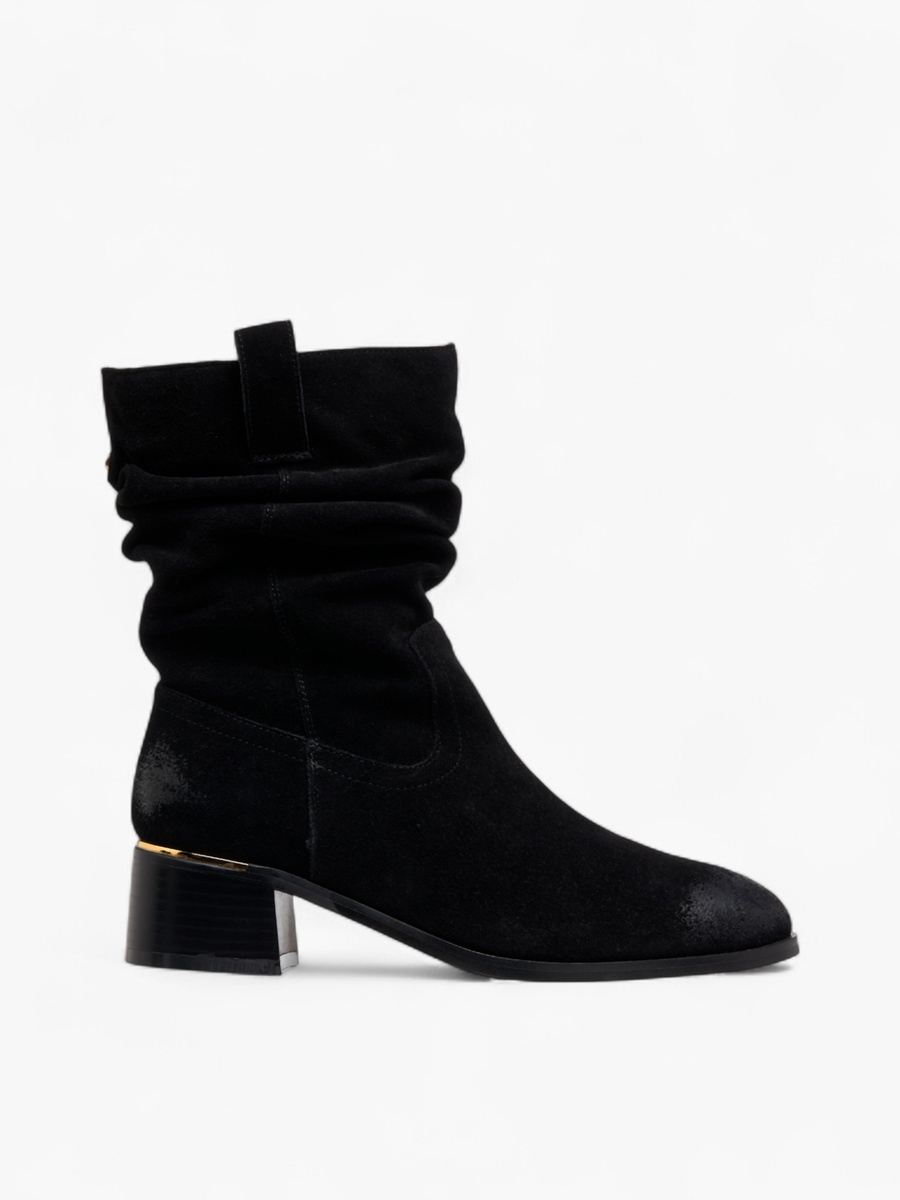 Women Ruched Block Heel High Shaft Boots