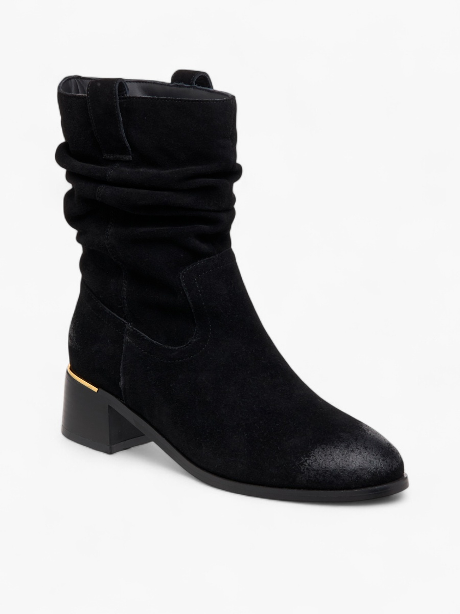 Women Ruched Block Heel High Shaft Boots