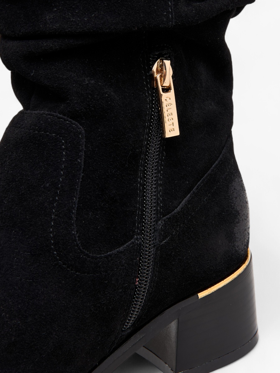 Women Ruched Block Heel High Shaft Boots