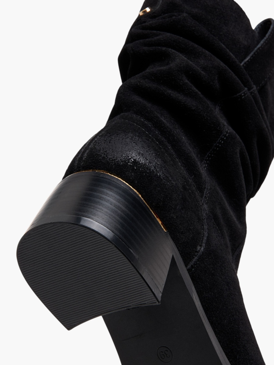 Women Ruched Block Heel High Shaft Boots