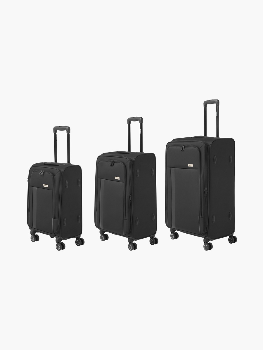 Solid Softcase Trolley Bag with Retractable Handle - Set of 3 - W 46 x D 33 x L 78 cm