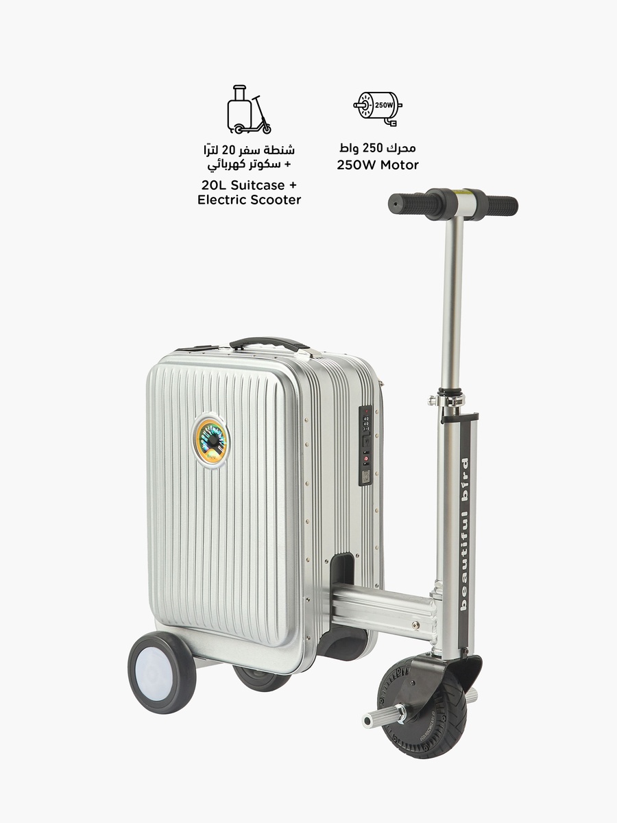 Electric Bike Luggage with Retractable Handlebar - W 36 x D 24 x L 55 cm