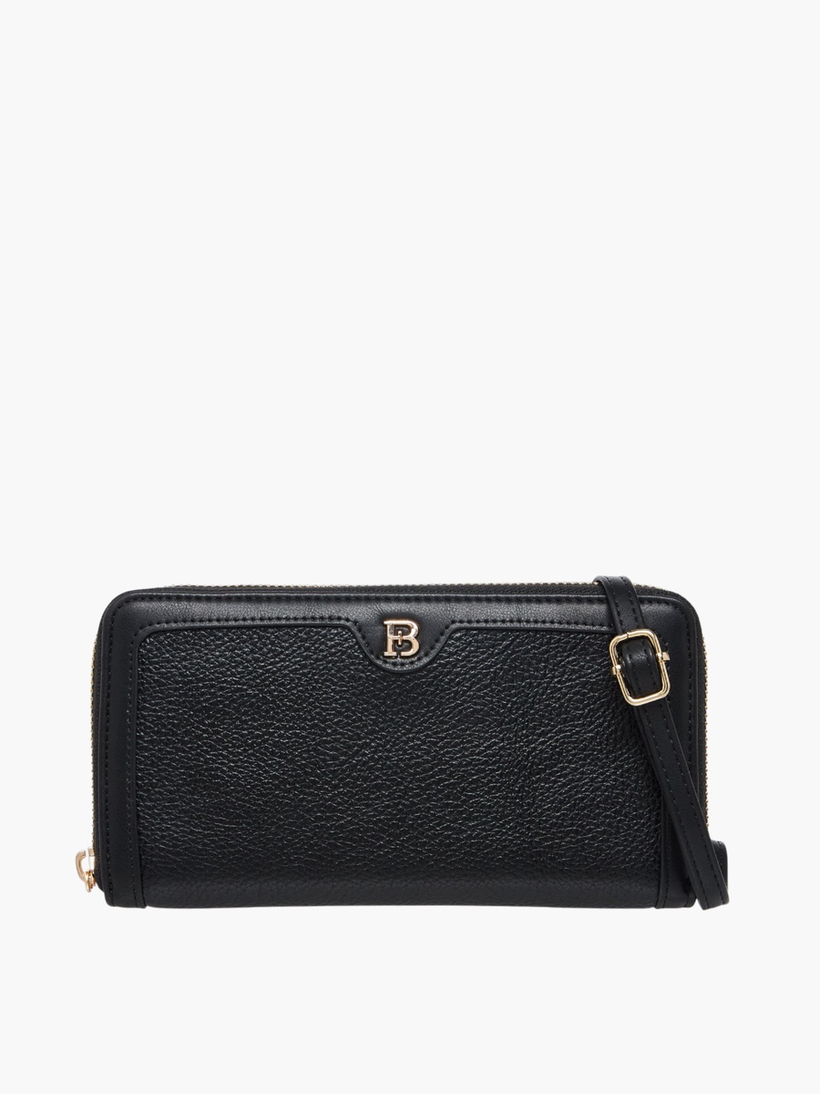 Solid Zip Around Wallet with Detachable Strap - W 20 x D 3 x H 10.5 cm