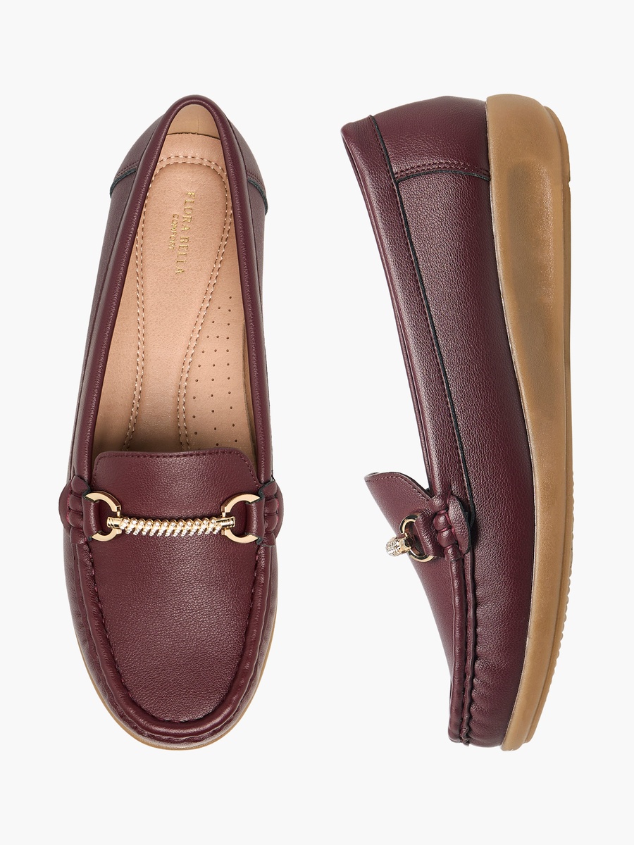 Women Slip-On Loafers with Metallic Accent