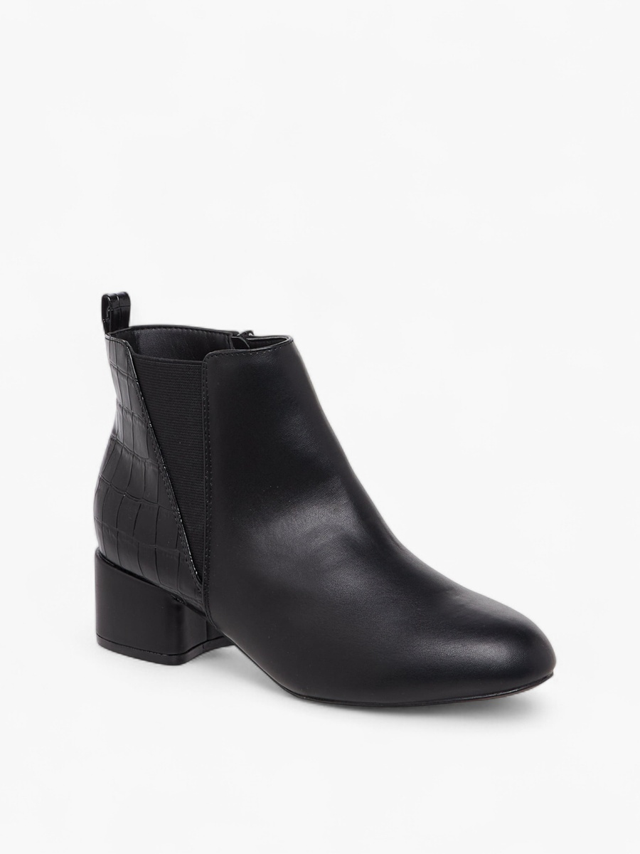 Women Textured Block Heel Ankle Boots
