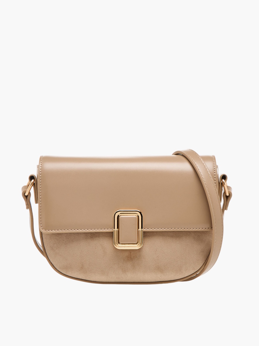 Solid Crossbody Bag with Adjustable Strap - W 16.5 x D 21 x H 6.5 cm