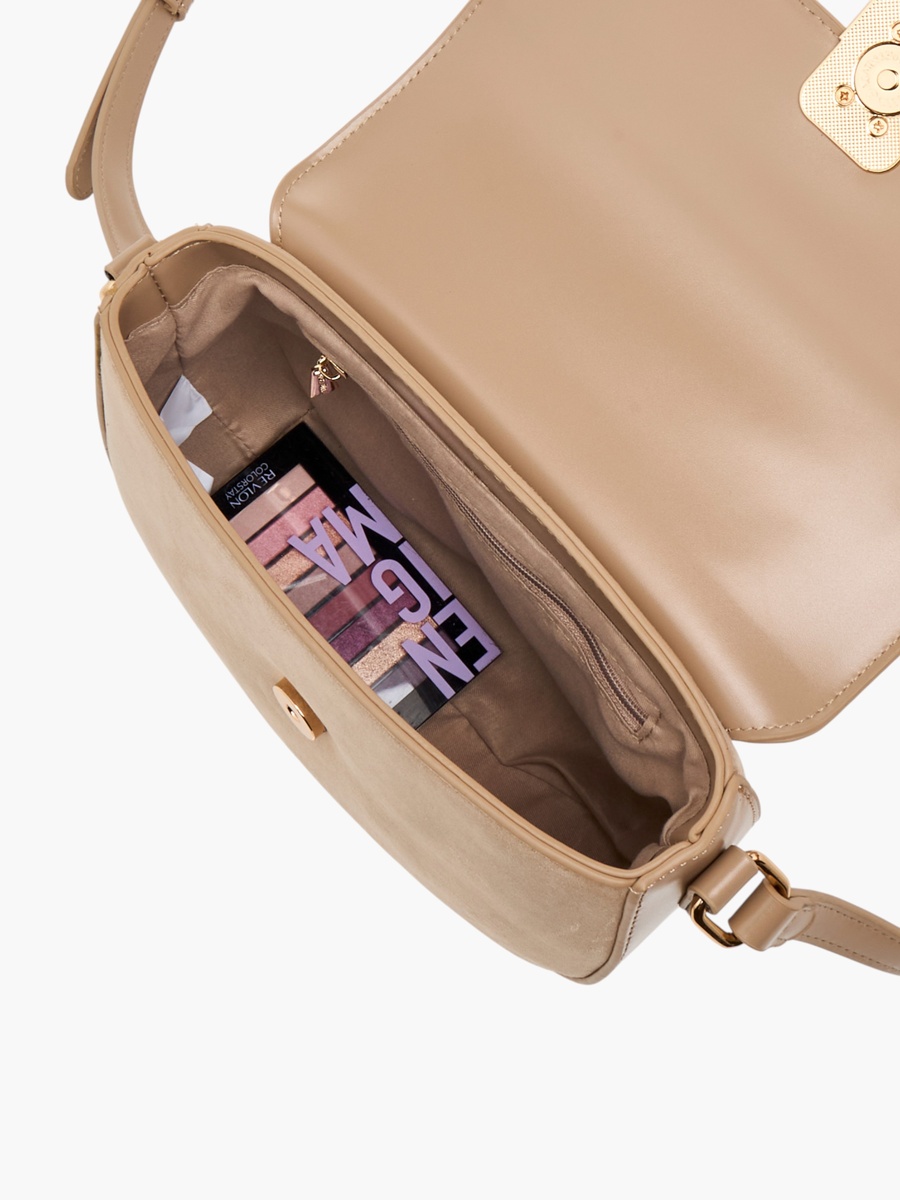 Solid Crossbody Bag with Adjustable Strap - W 16.5 x D 21 x H 6.5 cm
