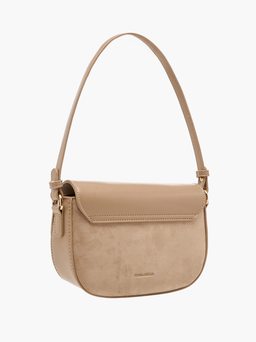 Solid Crossbody Bag with Twist Lock Closure - W 16.5 x D 22 x H 5.5 cm