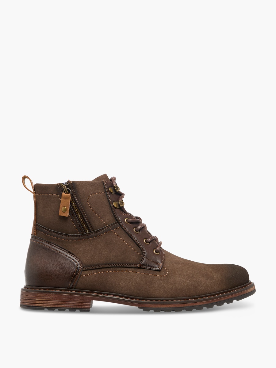 Panelled Ankle Boots with Zip Closure